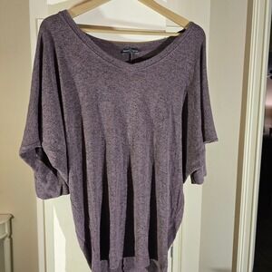 Market & Spruce Womens Dolman Sleeve V-Neck Knit Top Heathered Purple Medium